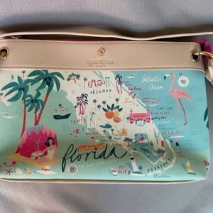 SPARTINA FLORIDA CROSSBODY BAG PURSE HOT PINK LINING & BONUS FLAMINGO BANDANA